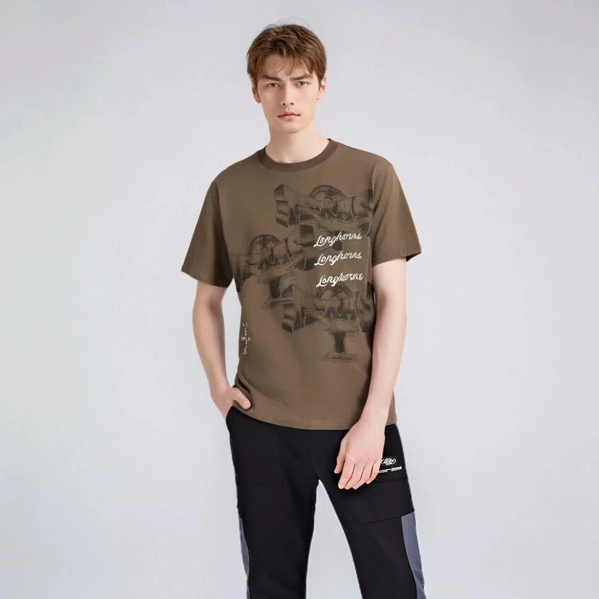 Cactus Jack Letter Embrodiery Cotton Brown Summer Tshirts for Men Short Sleeve Baggy Casual Top Tees Oversized Loose T-shirt