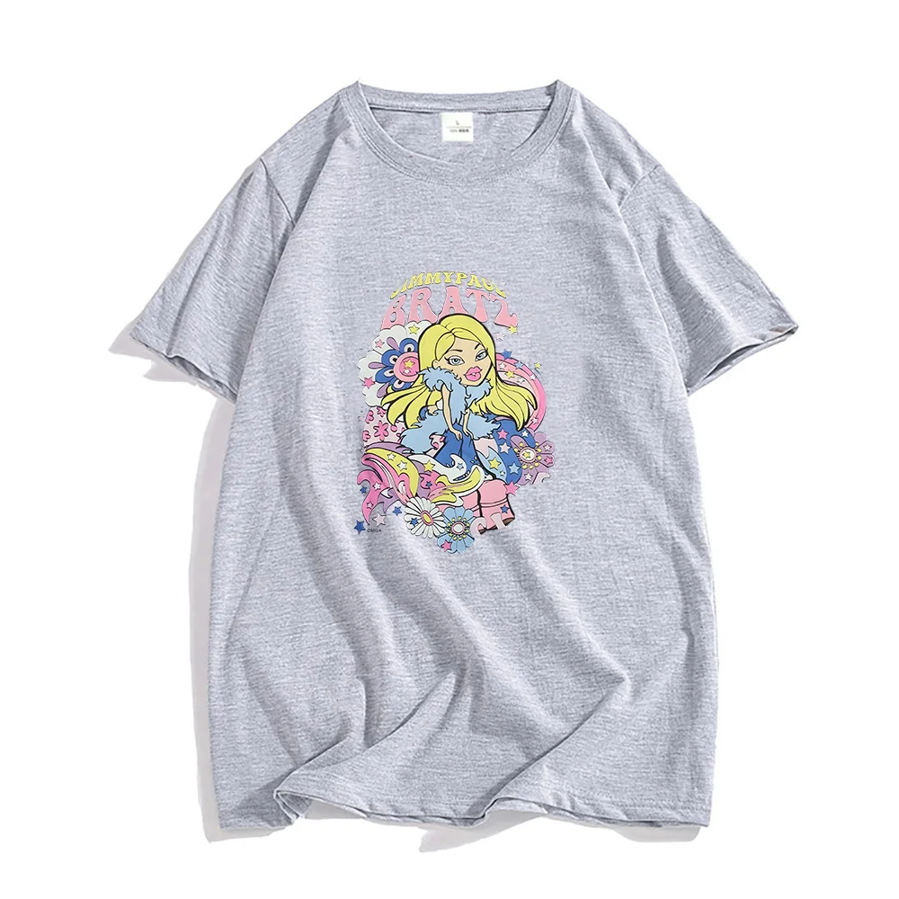 Bratz Tshirts 100% Pure Cotton T-shirt Cartoon Movie Tees Unisex Fashion Anime Clothes Graphic T Shirts Summer Oversized Shirt