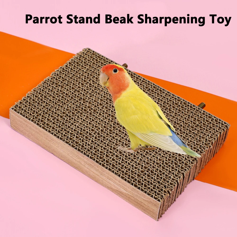 

PARKER Bird Parrot Paper Chew Toys Parrot Perch Wooden Platform Bird Grinding Beak Vent Toys Small Bird Cage Accessories
