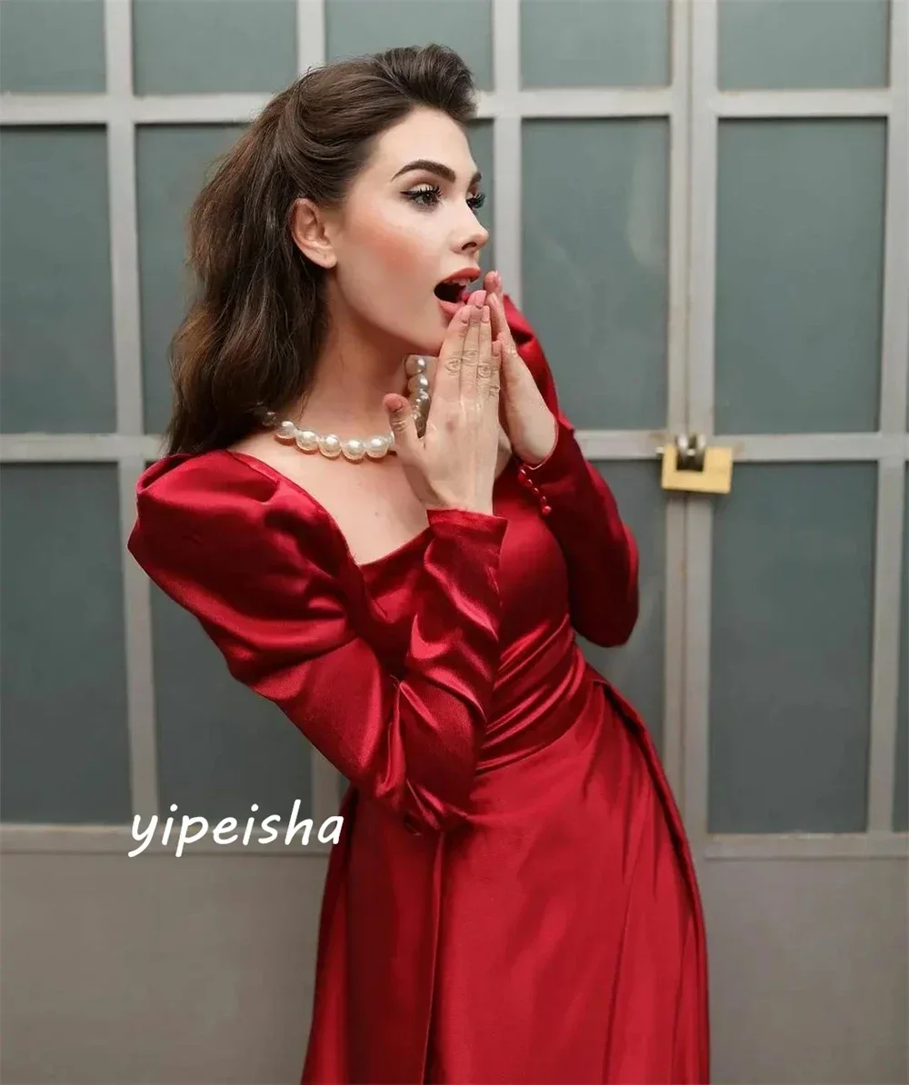 فساتين سهرة بسيطة بمقاسات متاحة مربعة على شكل حرف A للمناسبات الرسمية بطول الأرض فستان Charmeuse للحفلات الراقصة حسب الطلب