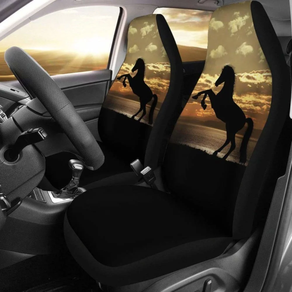 

Stallion Horse Silhouette Ocean Sunset Seat Covers 170804,Pack of Front Seat Cover