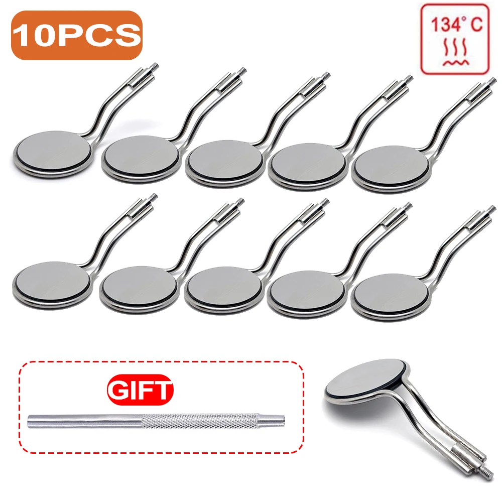 10PCS Dental Mouth Mirror Autoclave Anti-fog Rhodium Oral Mirrors Reflectors Double Sided Reuse