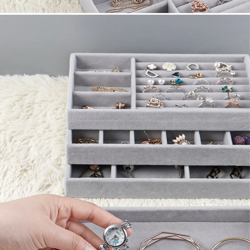 Portable Jewelry Ring Jewelry Display Box Tray Holder Earrings, Jewelry Storage, Velvet Surface, Jewelry Display, Storage Box