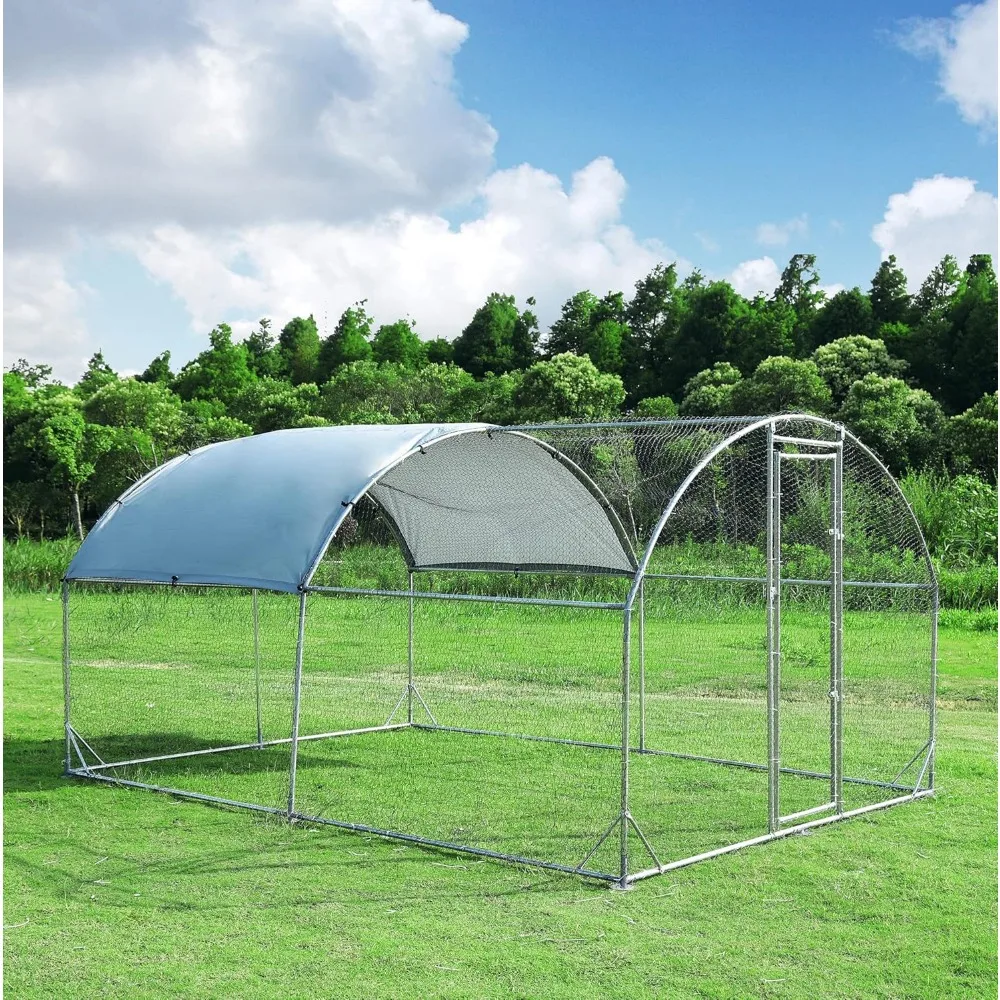 

Metal Chicken Coop, Triple Wire Mesh Chicken Coop with Waterproof and UV Cover, Outdoor Duck and Rabbit Large Chicken Coops.