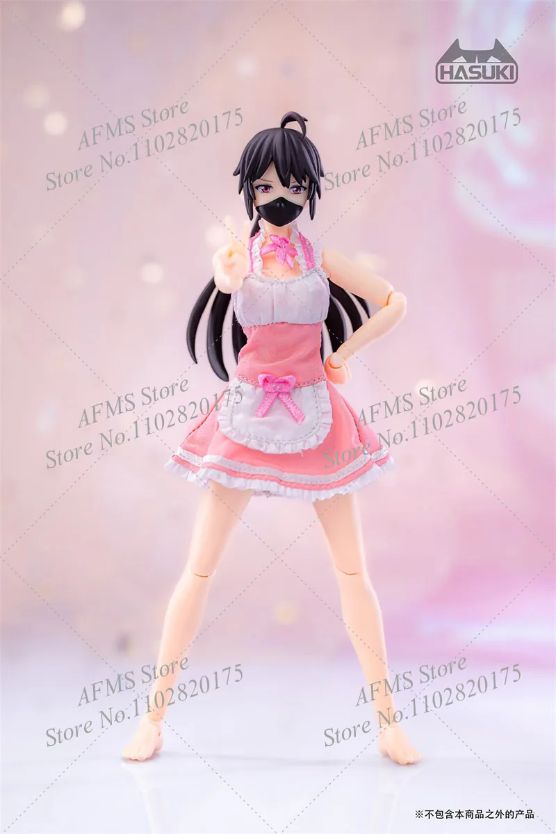 HASUKI CS011 CS010 1/12 메이드 스커트 애니메이션 모바일 슈트 소녀 드레스 모피 플러시 카와이 귀여운 고양이 발톱 맞는 6 "여성 군인 바디