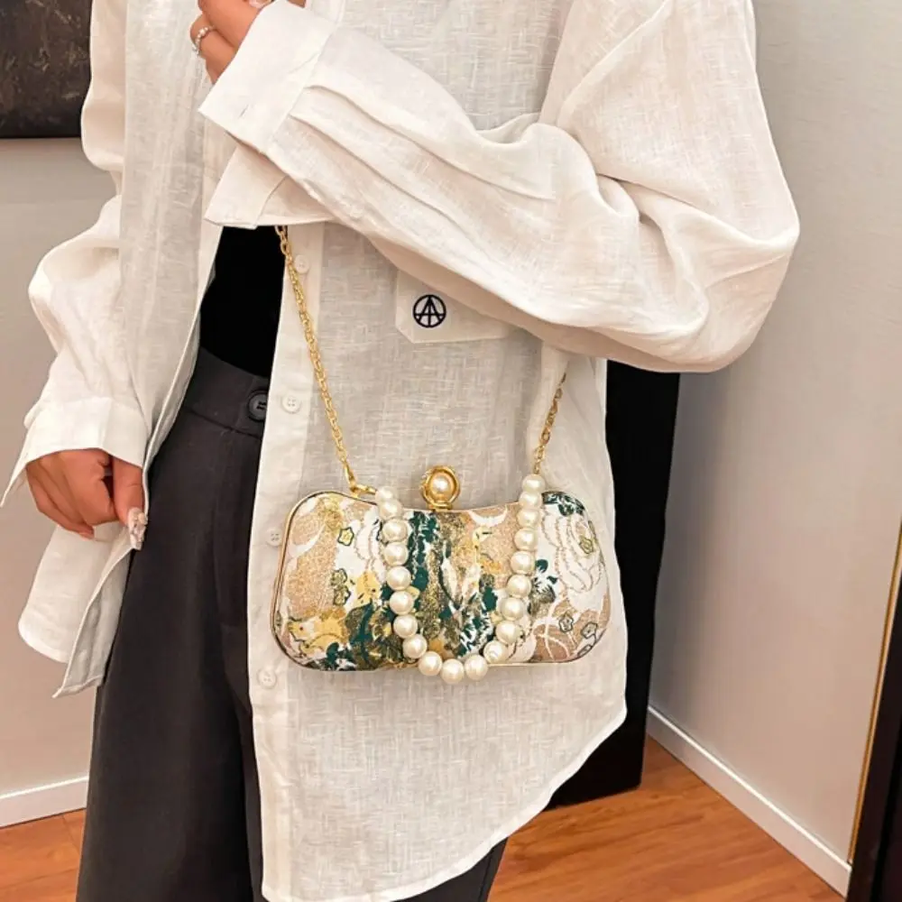 

Cheongsam Accessories Cheongsam Banquet Bag Wrist Bag New Chinese Style Embroidery Banquet Bag Shoulder Bag Pearl Handle