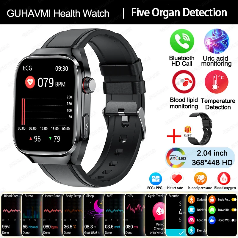 2025 Nieuwe ECG Smart Horloge Vrouwen BT Oproep Hartslag Bloedlipiden Urinezuur Gezondheid Monitor Horloges AI Voice 650 mAh Sport Smartwatch