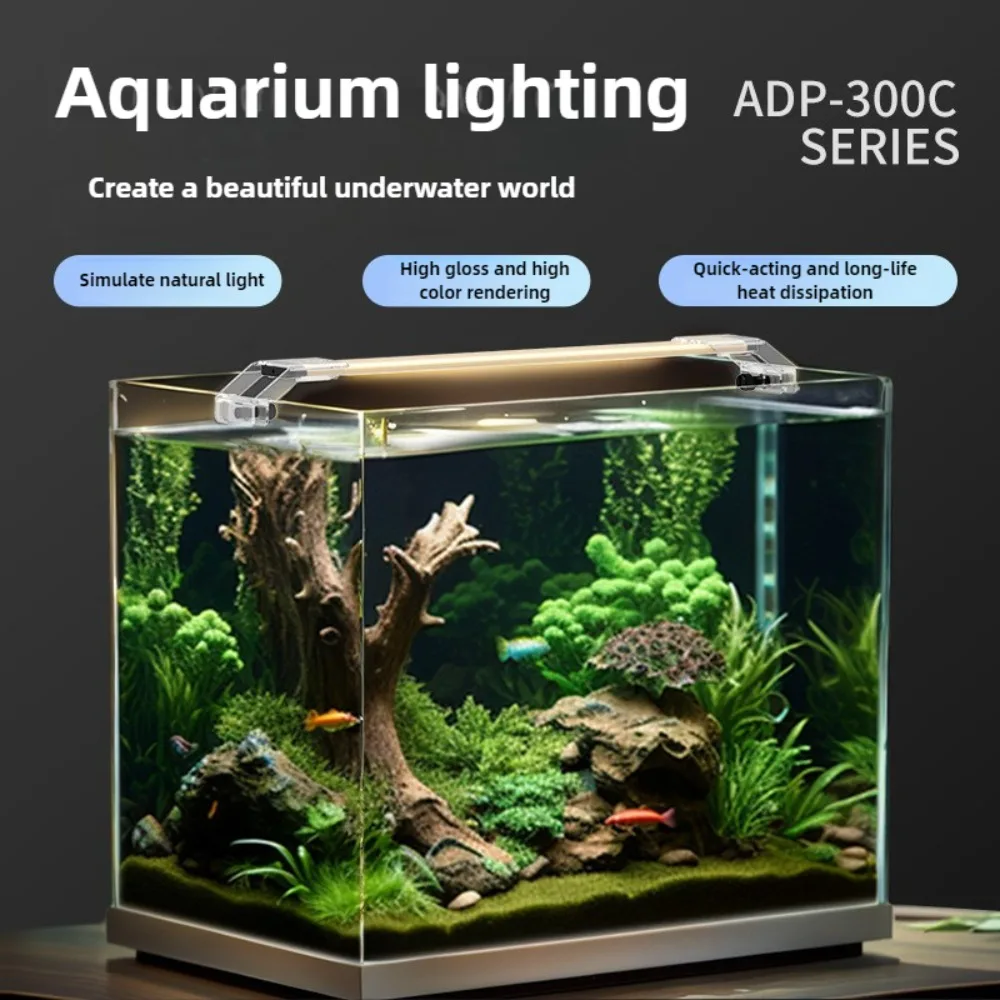 Fish Tank Light, Aquatic Plant Light 12/24/36/48 Inch, Full Spectrum Clip on Aquarium LED Light Strip, No Flicker Aluminum Shell