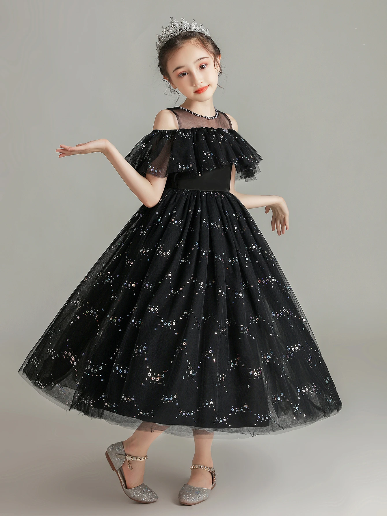 Summer Kids Party Dress Girls 5-12 Years Old Wedding Flower Girl Dress In Stock