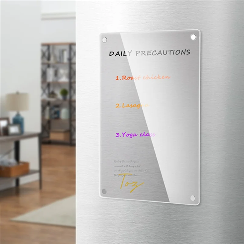 VO 차원 자기 투명 아크릴 주간 계획 메모 메시지 보드 지울 수있는 DIY 자기 냉장고 스티커
