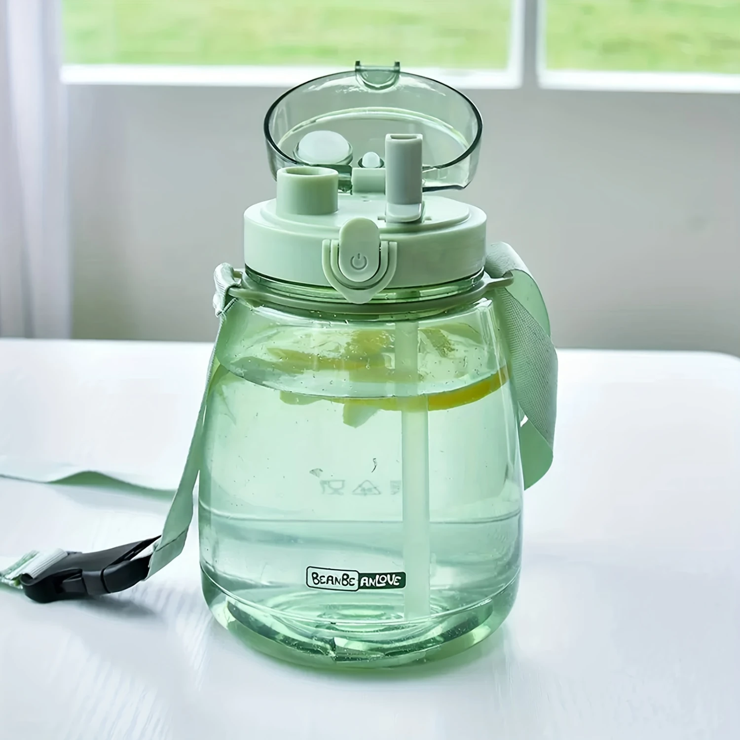 

1pc 1300ml/44 Oz Cute Large Capacity Leak-Proof Water Bottle with Dual Straws for Travel and Long Distance - Stay Hydrated on th