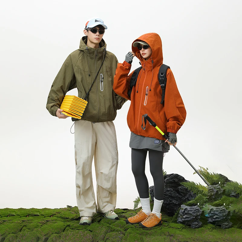 Couple model Waterproof Windproof Breathable Outdoor  Autumn New Fashion Loose Fit Casual Streetwear Style Man Trench Coat