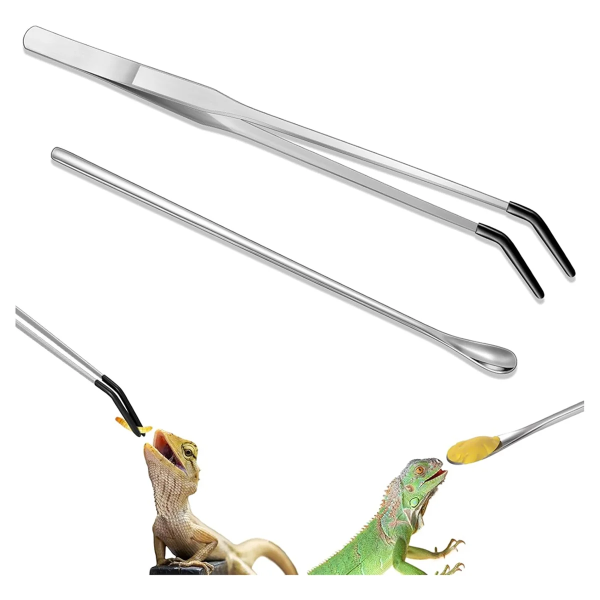 

2 Pcs Tank Accessories Stainless Steel Reptile Feeding Tong Dragon Aquarium Tweezer Terrarium Feeder Tool for Tank