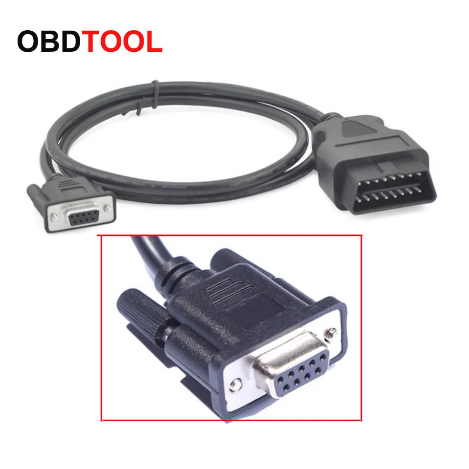 OBD2 16Pin Male Extension Cable Convert DB9 PIN New Car OBD 16Pin To DB 9PIN Serial RS232 Connector OBDII 16 Pin To DB9 Female