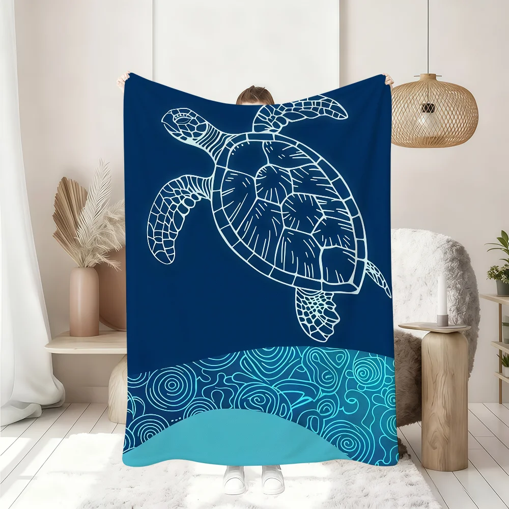 T-Turtle Pattern Blanket Soft Throw Blanket for Home Bedroom Bed Sofa Picnic Travel Office Rest Cover Blanket Gift