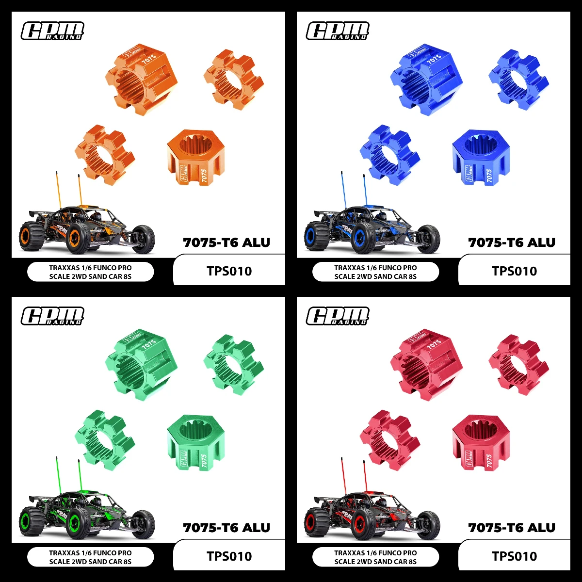 

GPM TRAXXAS 1/6 Funco Pro 2WD Sand 8S 10954 7756 For 7075 Alloy 24mm Wheel Hex Hubs
