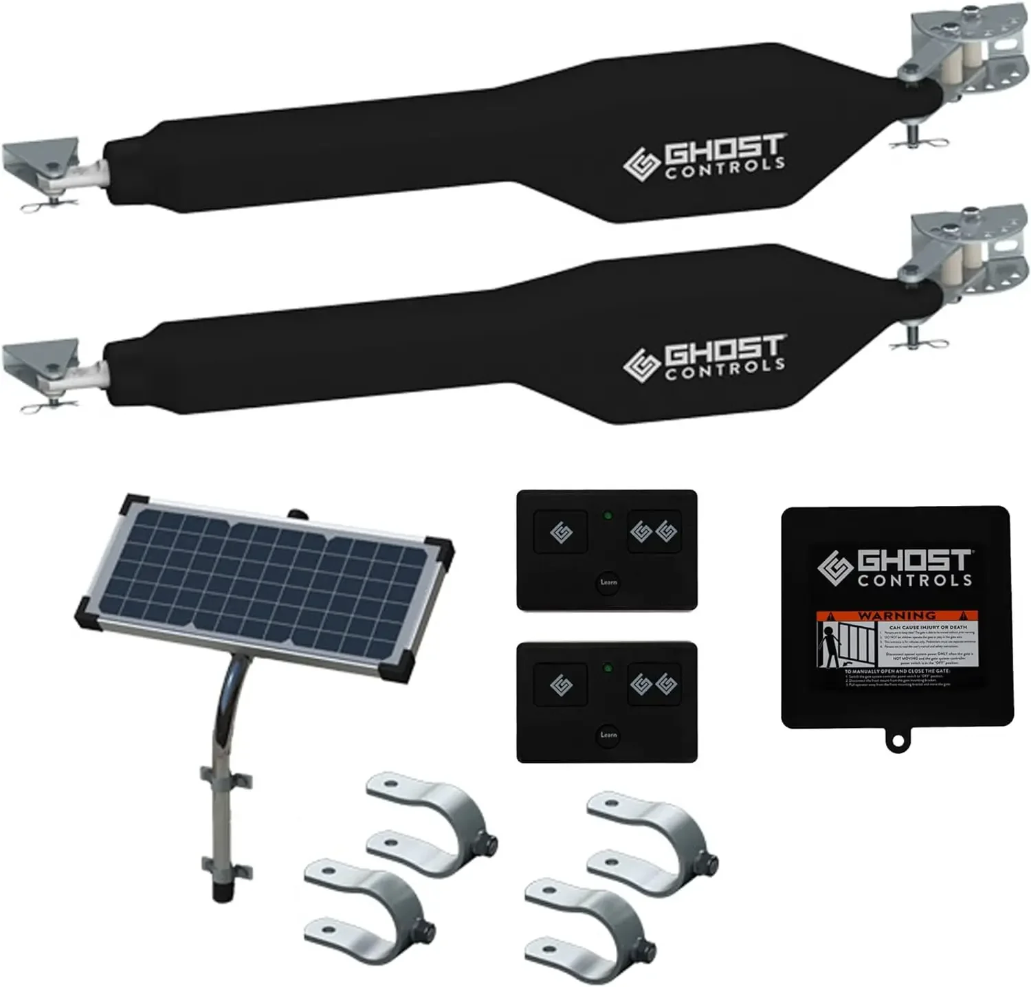 FREE SHIPPING.GC GHOST CONTROLS Heavy-Duty Solar Automatic Gate Opener Kit for Driveway Swing Gates with Long-Range Solar Gate