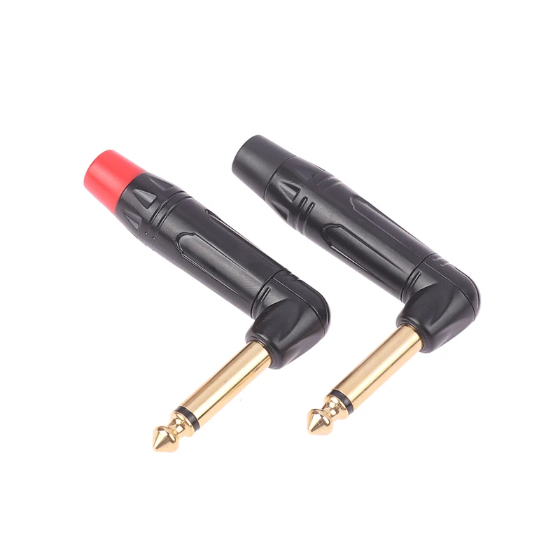 Brass Gold Plated 1/4 Inch Plug Microphone Connector Right Angle Jack 6.35MM Mono 6.5MM Male Connector