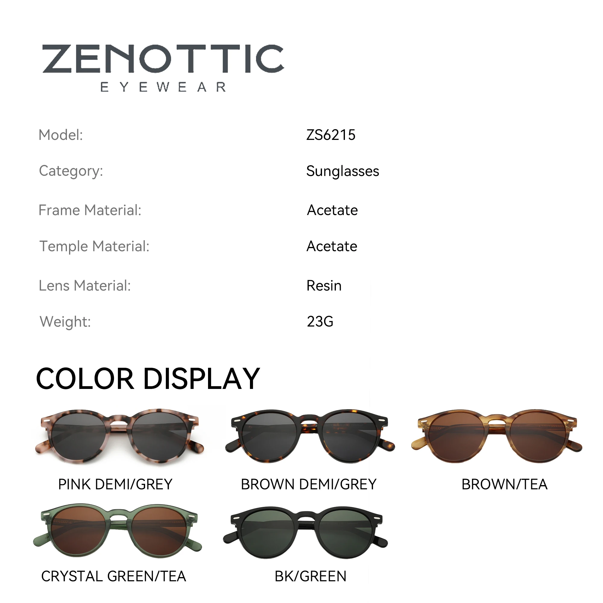 ZENOTTIC 2026 Modische Runde Polarisierte Sonnenbrille für Damen UV400-Schutz Hochwertige Acetat Retro-Sonnenbrille ZS6215 – Detail 5