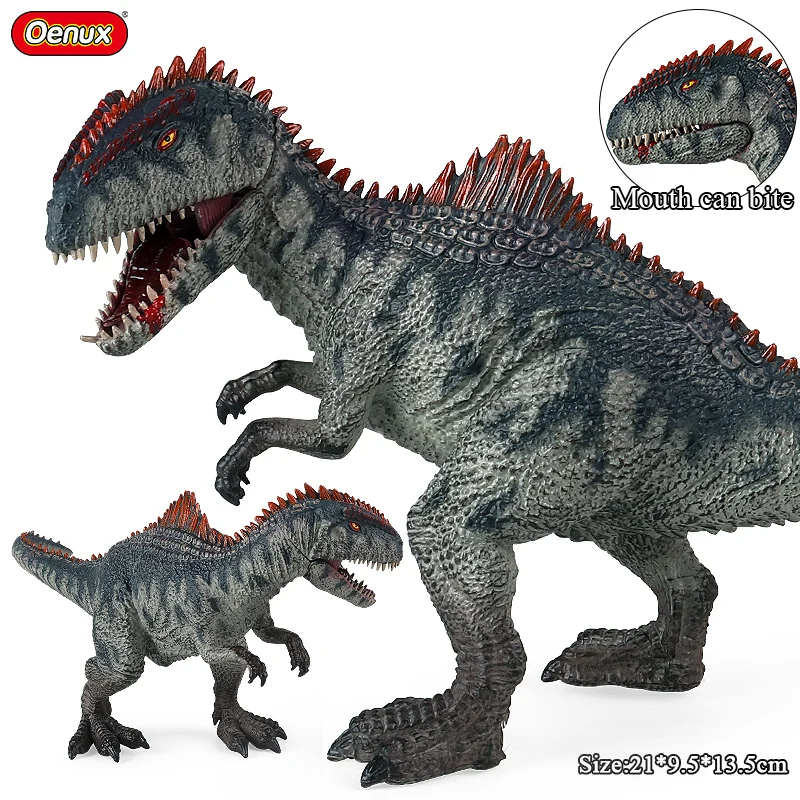 Oenux New Jurassic Dinossaur Brinquedo Giganotosaurus Action Figures Open Mouth Savage Tyrannosaurus Animals Model Kid Toy Gift