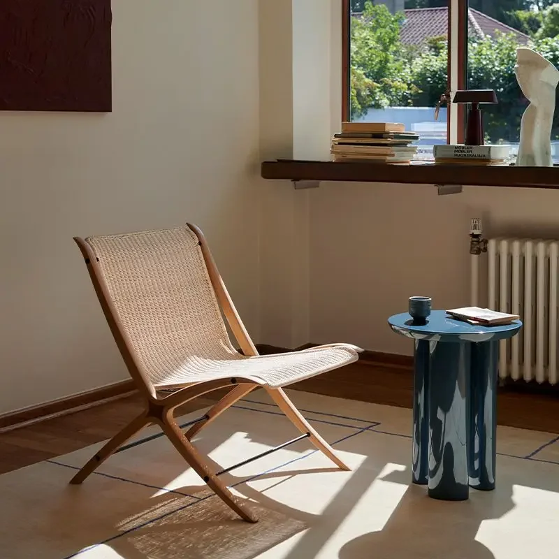 Lounge chair, woven chair, rattan seat, solid wood