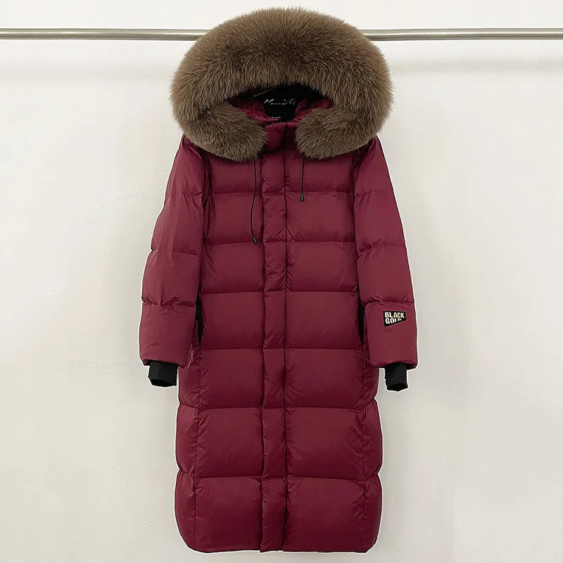 Novo inverno engrossado para baixo jaqueta feminina pato branco 2025 gola de pele natural à prova de frio de alta qualidade jaqueta feminina h549