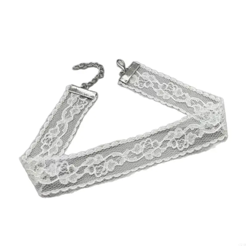  Textured Lace Collar Accessory with Adjustable Chain and Floral Detail for Daily Wear, Parties, Photos and Styling