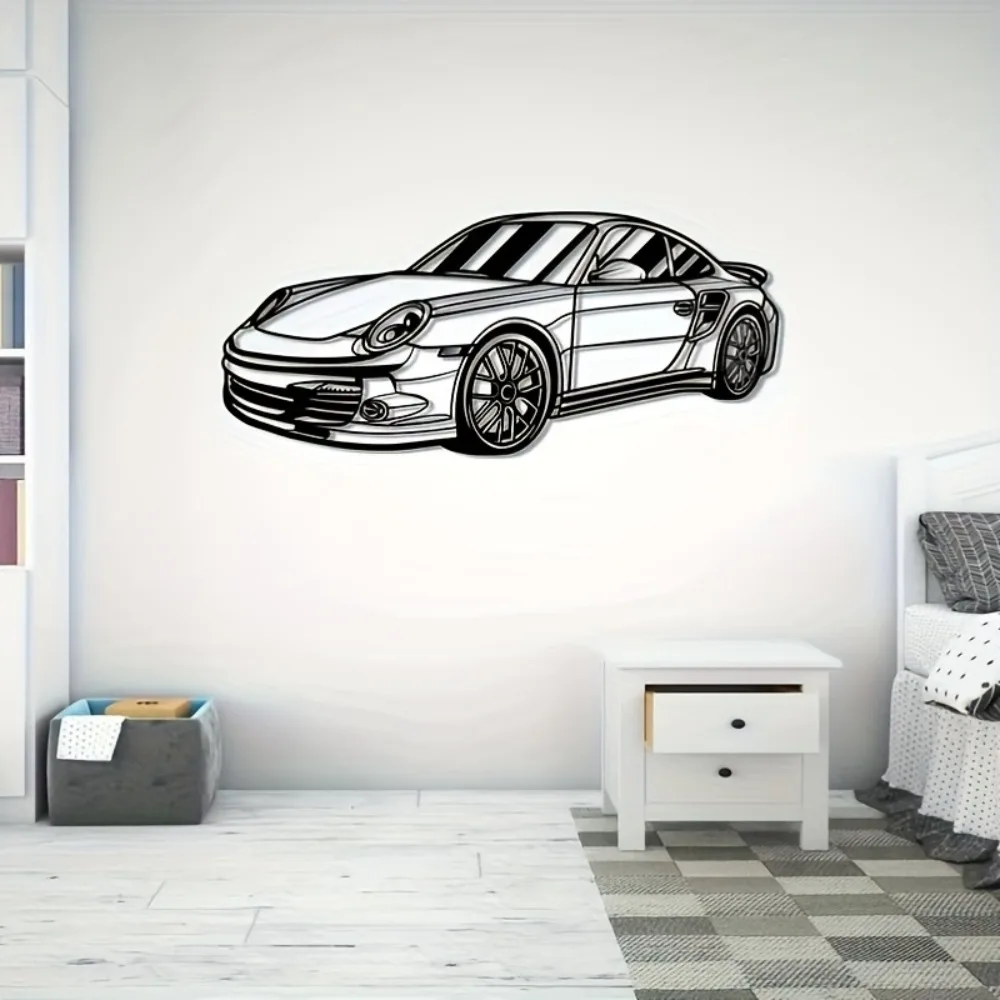 CIFBUY 2D Iron Wall Art Large Sports Car Silhouette Auto Garage Decor Horizontal Hanging Man Cave Gift Plaque