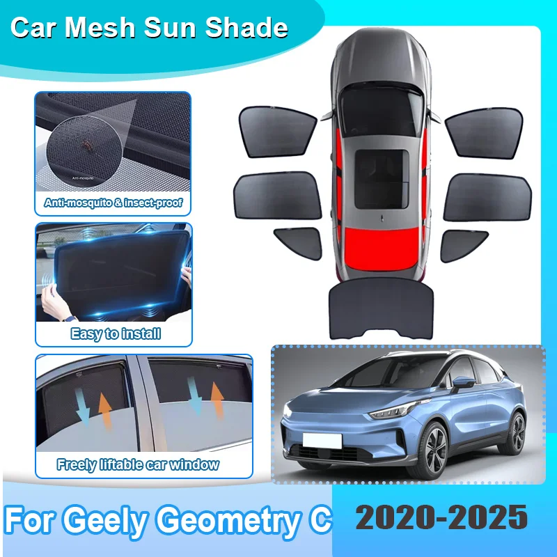 

Car Window Sunshade For Geely Geometry C M6 2020-2025 2022 Visor Mesh Anti-UV Heat Insulation Windshield Curtain Car Accessories