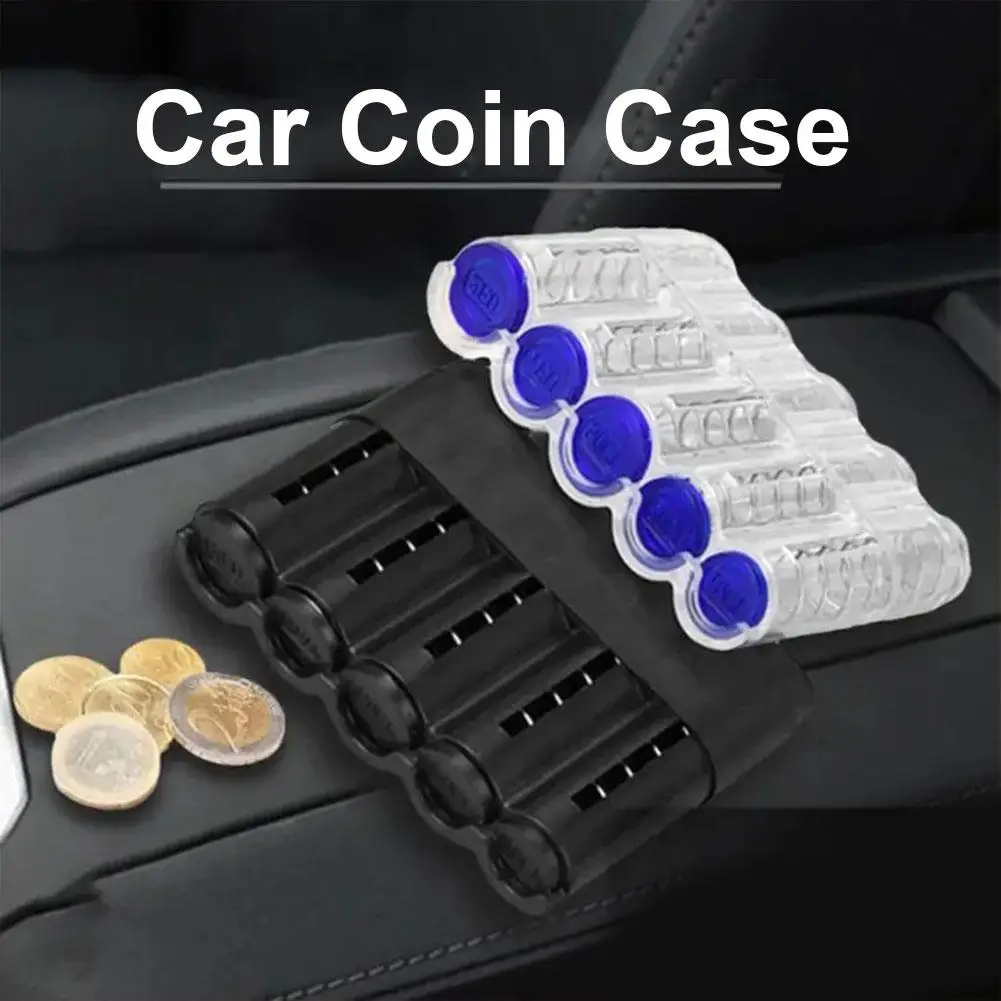 Caja dispensadora de monedas para coche, soporte clasificador de monedas, almacenamiento de camarero, Colector de cambio, caja de cajero con resorte de conductor seguro R2U7, 5 ranuras