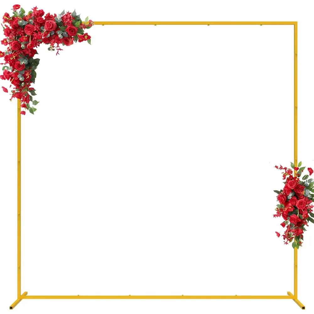 

6.6FT X 6.6FT Gold Wedding Arches for Ceremony Square Backdrop Stand Metal Balloon Arch Stand Kit Wedding Arch Frame