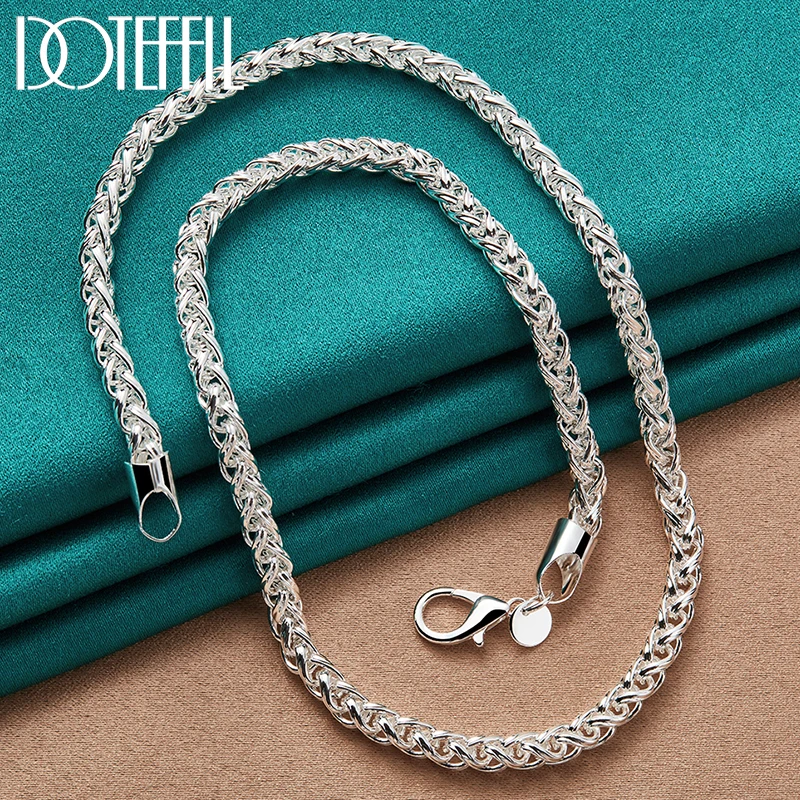 DOTEFFIL 925 Sterling Silver 8mm Chain Necklace For Man Women Fashion Wedding Party Charm Jewelry