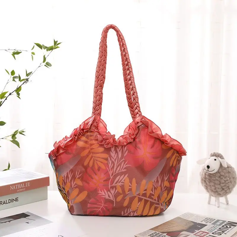 Large Capacity Women Shoulder Bag New Women Handbag Three-Dimensional Flower Bag Han Chinese Clothing Bag Silk Cloth Bag