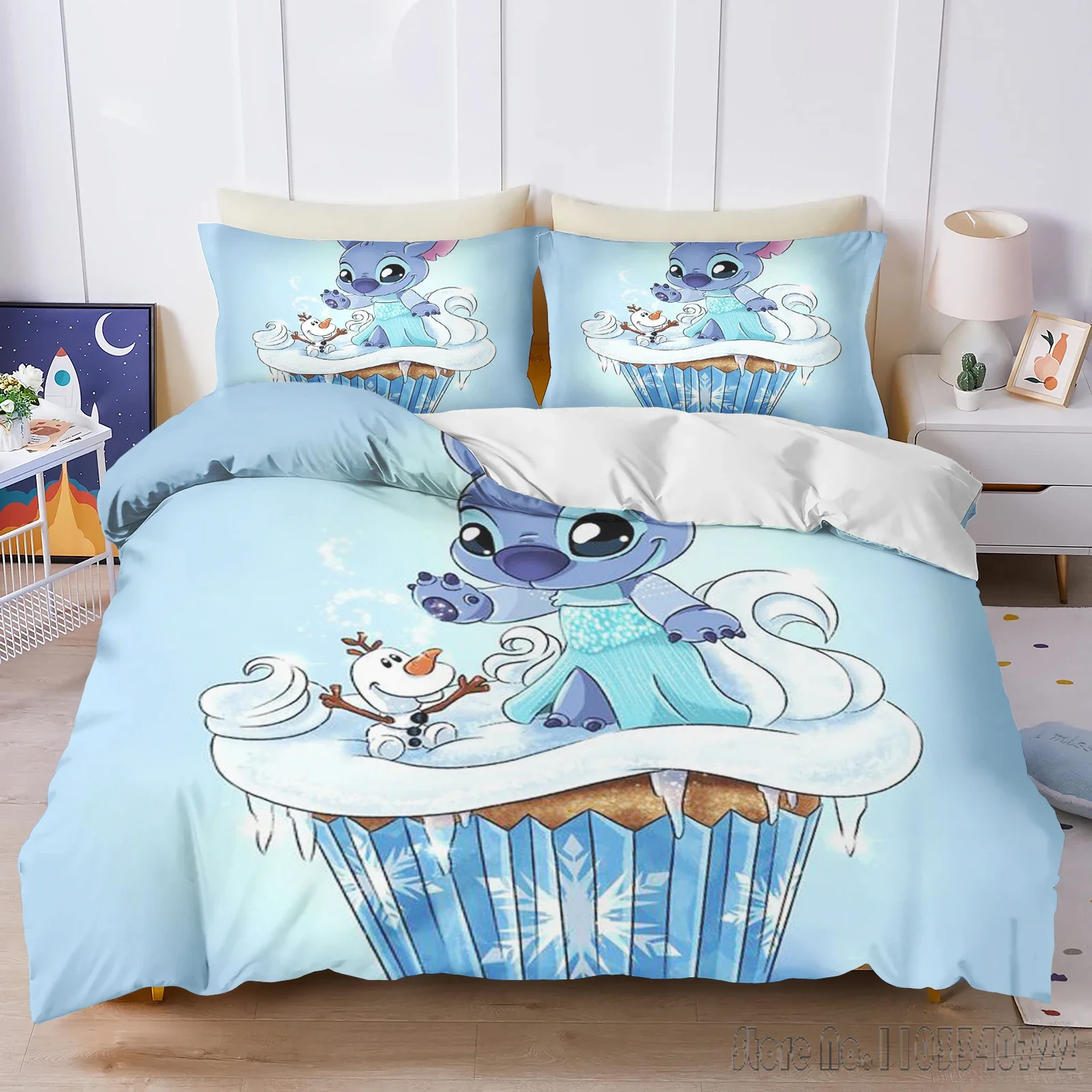 Stitch Bedding Full Set Duvet Cover  3D Children'S Bedding Set Cute Printed Cartoon Quilt Cover 3-Piece 1 Twin Size Sets Home