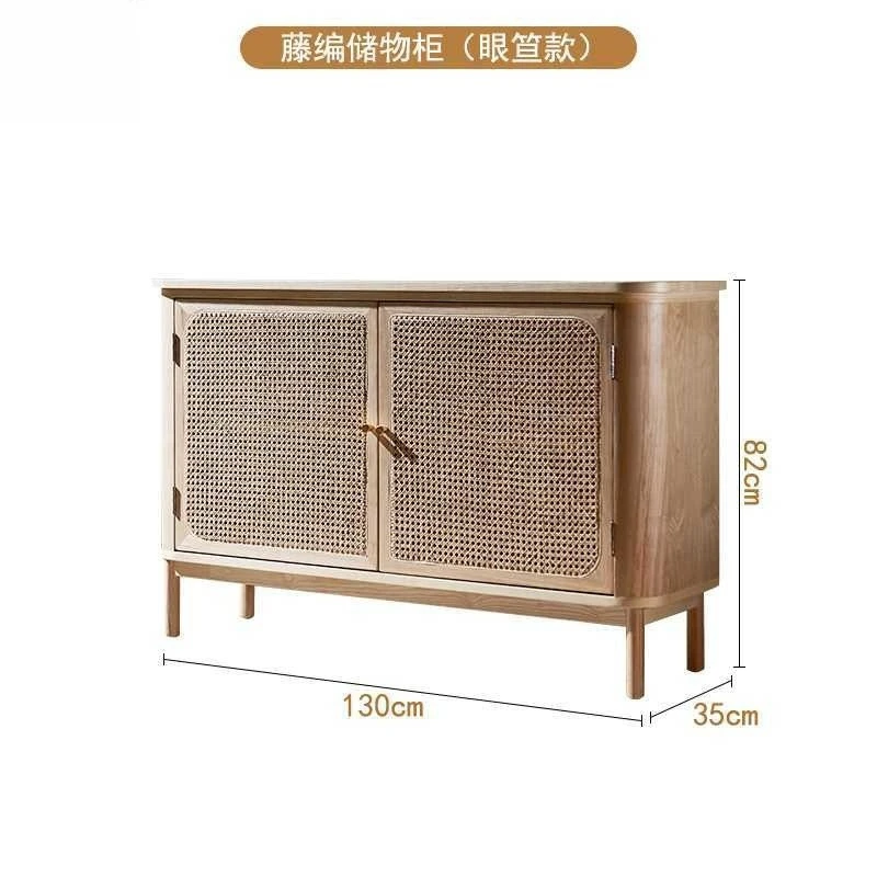 

Yuan color rattan dining side cabinet living room modern tea cabinet small apartment household integrated entrance cabinet