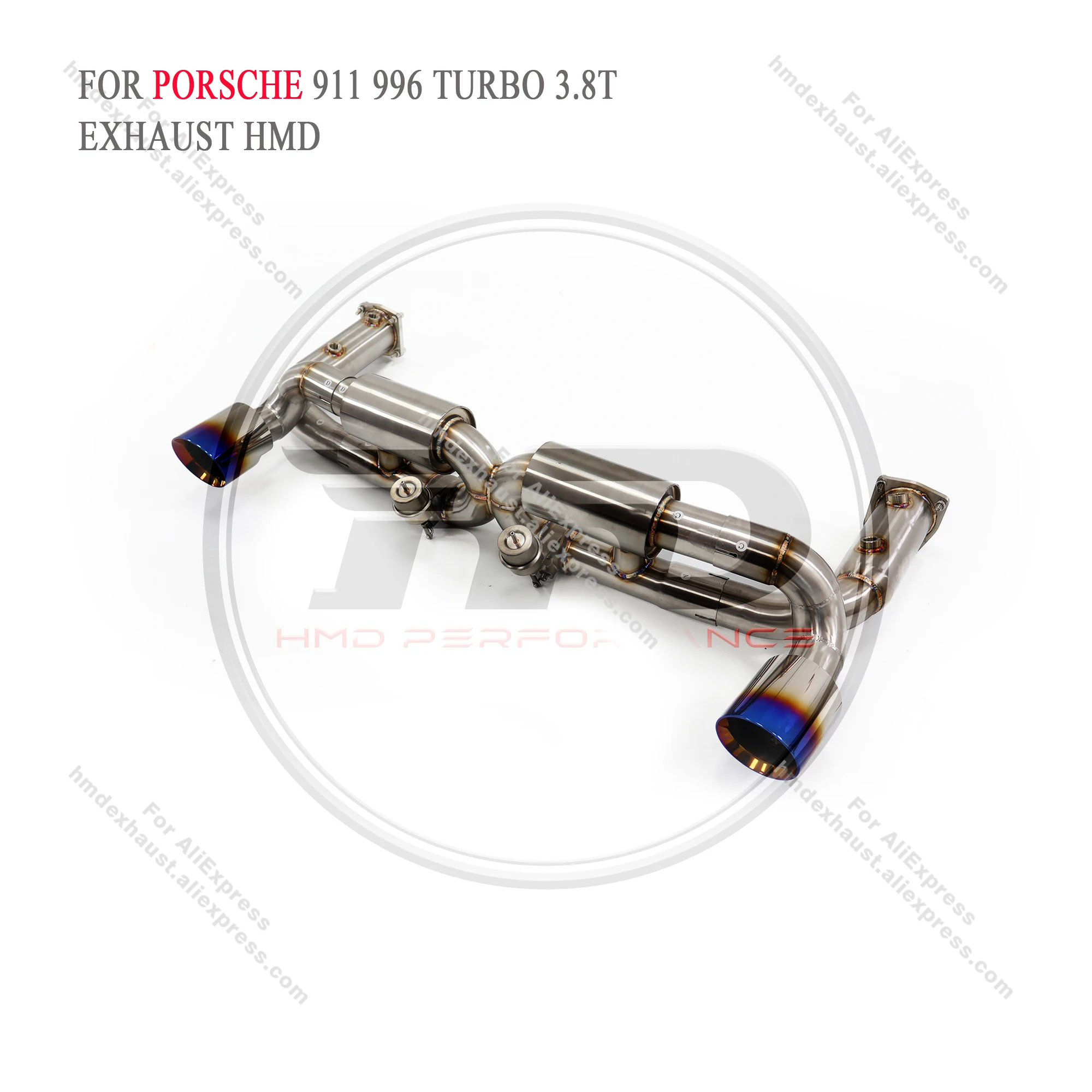 Sistema di scarico HMD Catback ad alte prestazioni in acciaio inossidabile per silenziatore Porsche 911 996 Turbo 3.8T con valvola