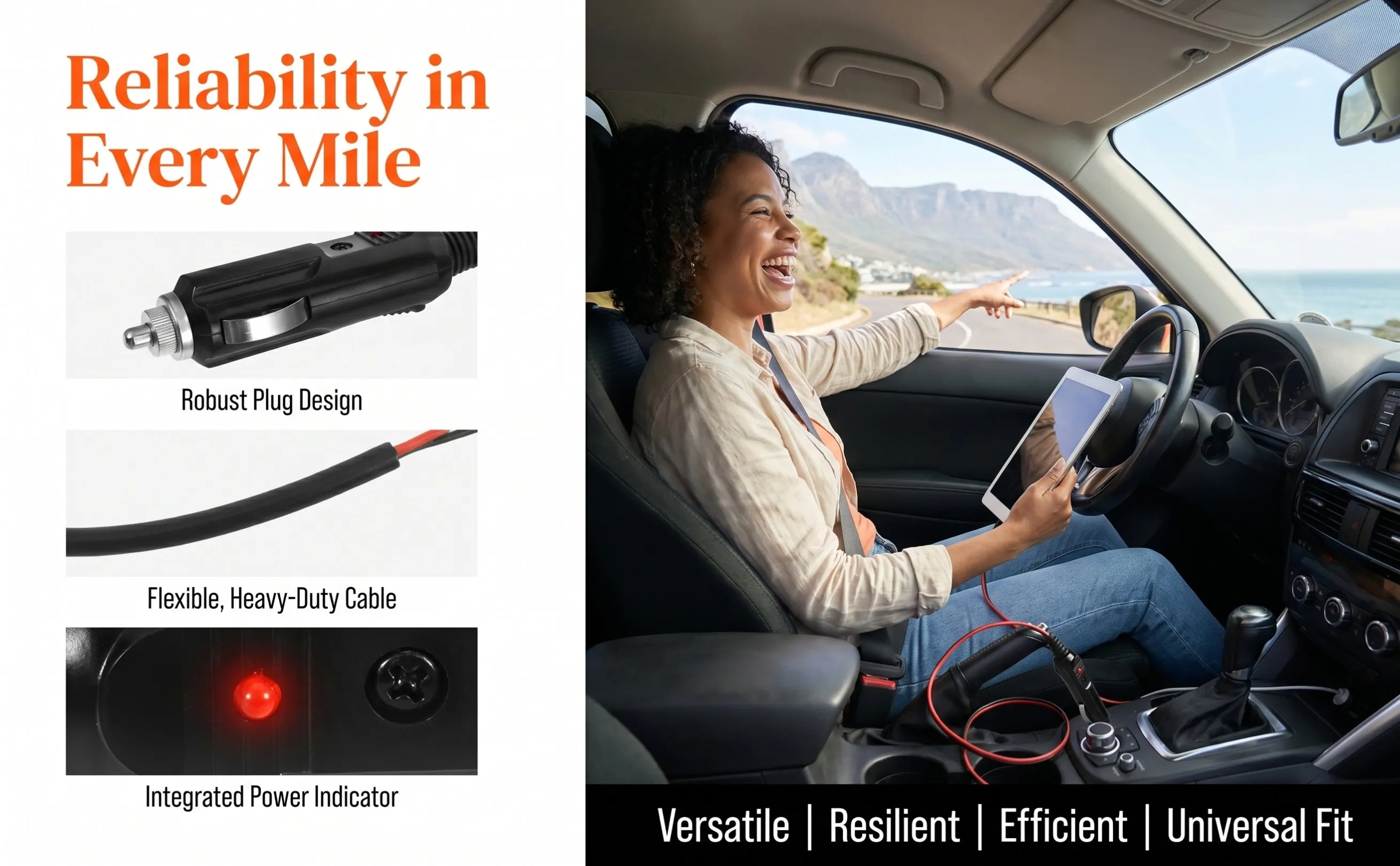 Car Cigarette Lighter Extension Cord 12V Dc Power Cable for Rv Truck Atv Suv Universal Fit Compact Lightweight Portable