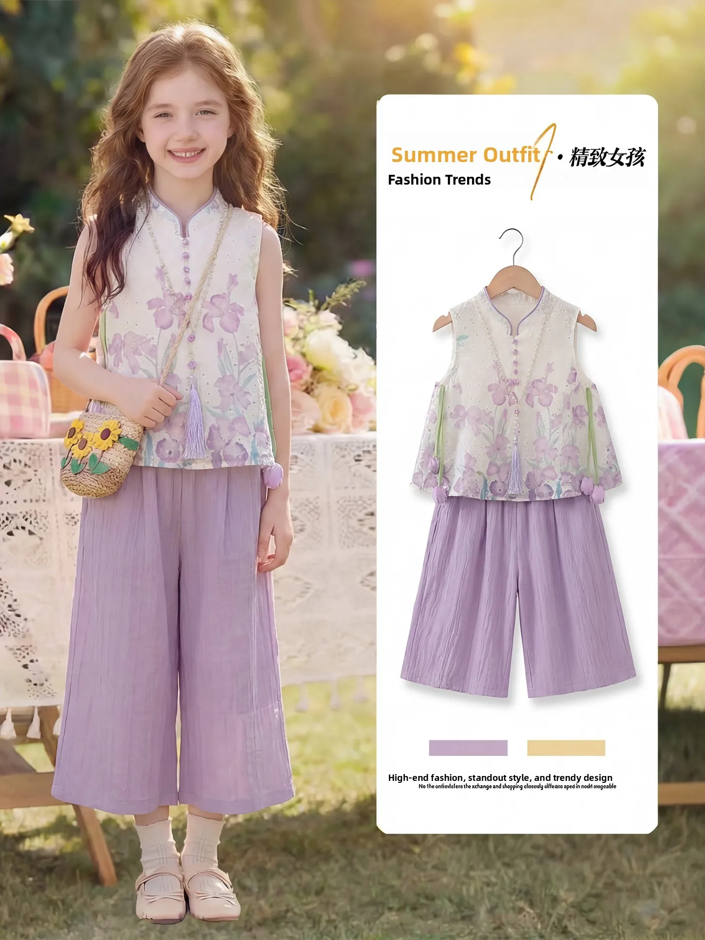 unique-beautiful-girl's-summer-outfit-korean-style-set-children's-fashionable-clothing-short-sleeve-dress-for-girls
