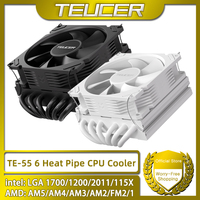 TEUCER TE-55 Low Profile CPU Cooler 6 Heat-Pipes CPU Air Cooler with 15mm Thickness Slim Fan LGA1700/1200/115X/2011/AM5/AM4