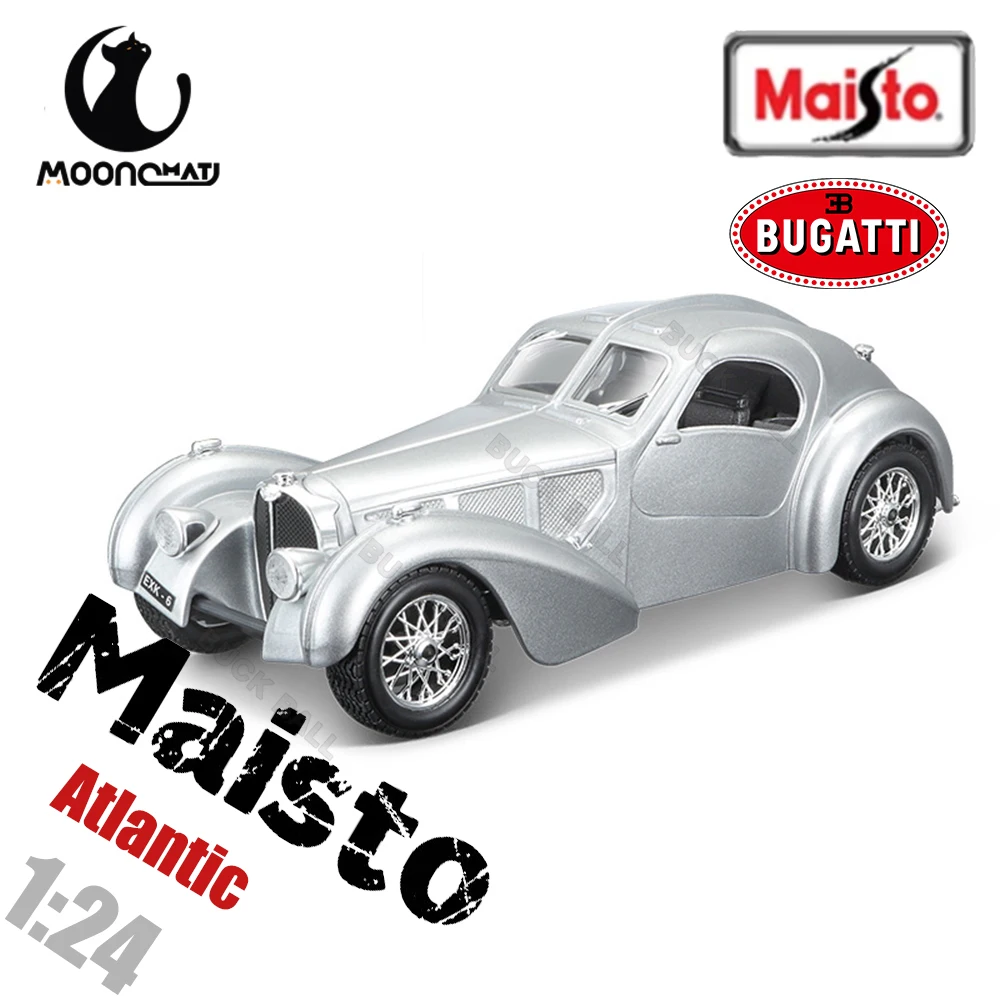 1:24 Maisto Bugatti Atlantic Model Zinc Alloy Car Ford A Model Close Box Die Cast Sports Car Collection Luxury Vehicle Toy Gift