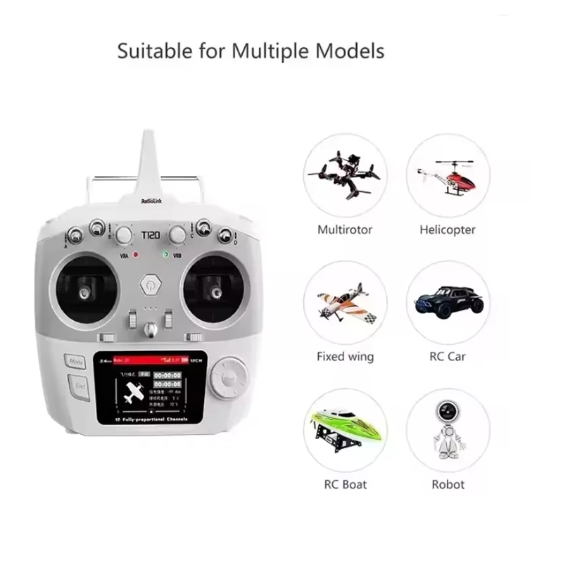 RadioLink T12D 12CH Trasmettitore RC 2.4GHz 2.8 pollici 4000M Distanza con ricevitore R12F per FPV Drone Ala fissa Auto Barca Robot