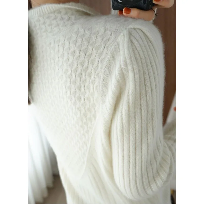 Striped Half High Collar Women Cashmere Sweater Fashion Thicken Warm Casual Sweater 2023 New Autumn Winter Bottom Knit Sweater