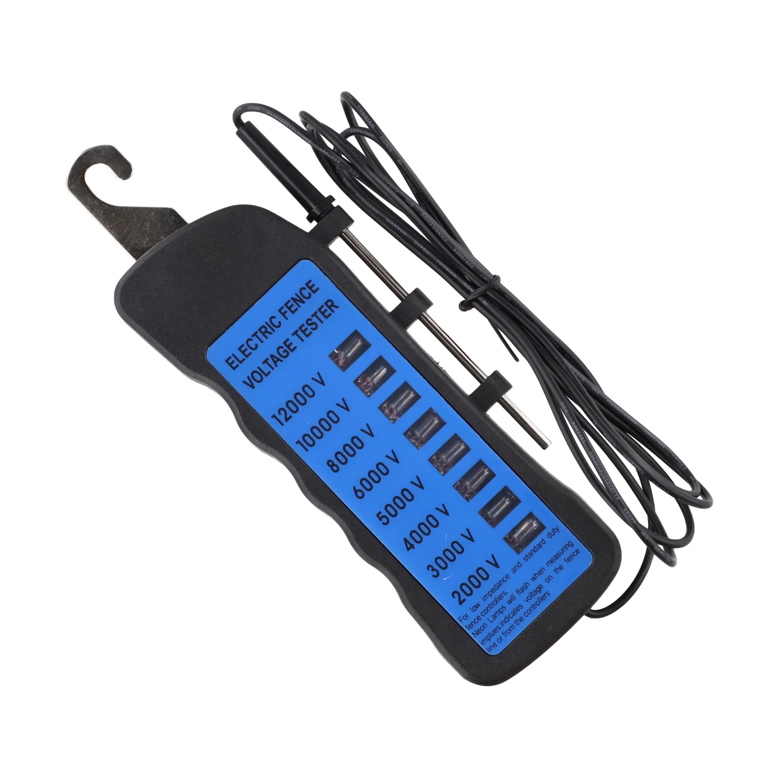 جهاز قياس الجهد الكهربائي للسياج 12 كيلو فولت مقاوم للماء مع ثمانية مؤشرات نيون لسهولة مراقبة الجهد في مزارع الماشية