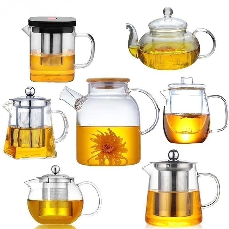 Heat Resistant Glass Teapot, Various Styles, Hot-selling Tea Sets, Clear Kettle, Flower Puer, Tea Infuser Pot, Dropshipping