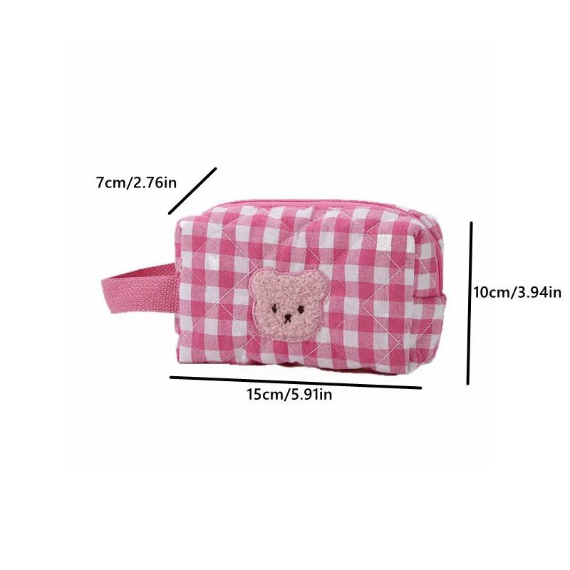 حقيبة مكياج على شكل دب كرتوني لطيف للنساء محمولة ذات سعة كبيرة لتنظيم مستحضرات التجميل