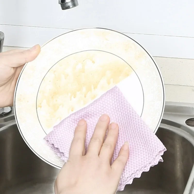 10/1PCS Fish Scale Cleaning Cloth Thickened Anti-Grease Lint-Free Glass Polishing Rag Kitchen Home Window Car Cleaning Towel