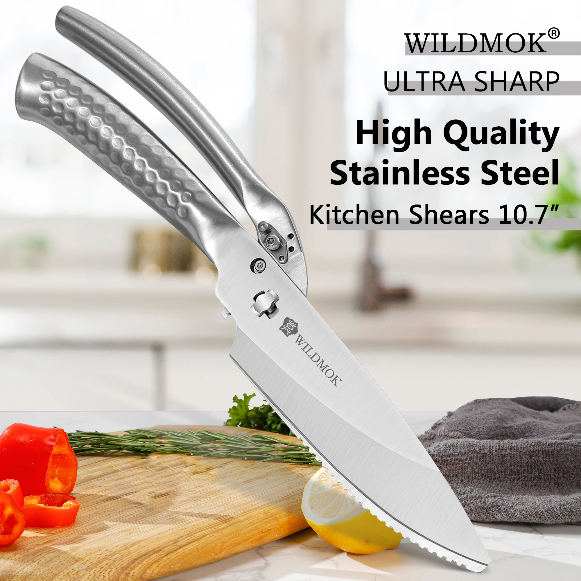 

WILDMOK Professional 5Cr15Mov Stainless Steel Multifunctional Heavy Duty Kitchen Chicken Bone Kitchen Shears Cutting Tools