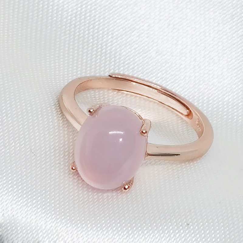 

MeiBaPJ Natural Pink Chalcedony Gemstone Fashion Ring for Women Real 925 Sterling Silver Fine Jewelry