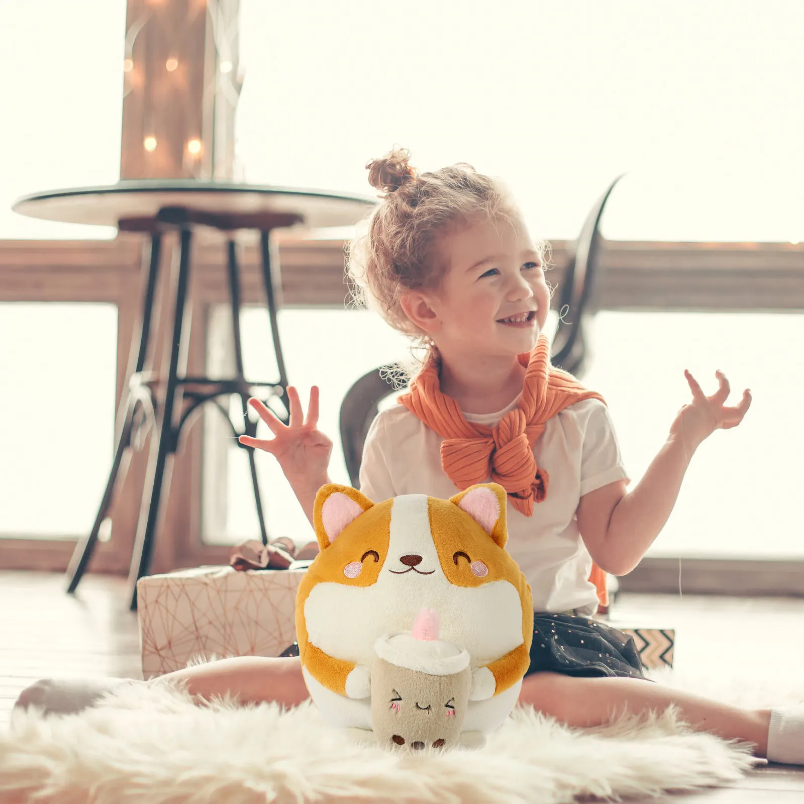 

Corgi Milk Tea Cup Inspired Stuffed Animal Dog Soft Comfortable PP Cotton Decorative Plushie for Kids Girls Birthday Gift Home