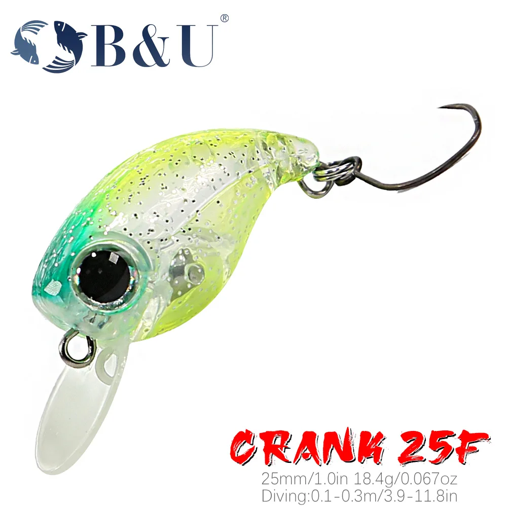 

B&U Mini Crankbait Wobbler Trout Fishing Lure Freshwater Minnow Crank Artificial Hard Bait Fishing Tackle